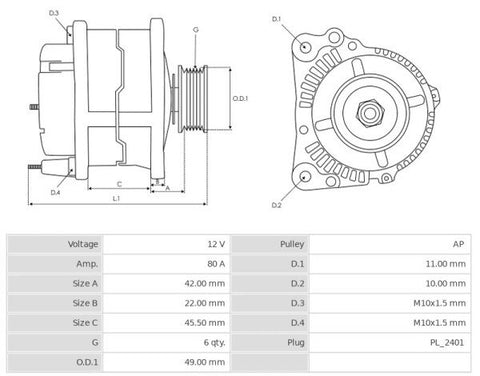 Δυναμό 12V/80A (L DFM) -NLP