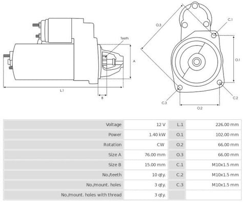 Μίζα 12V/1,4Kw 10t CW -NLP18