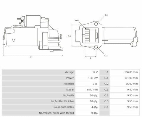 Μίζα 12V/1,4Kw 10t CW -LVH17