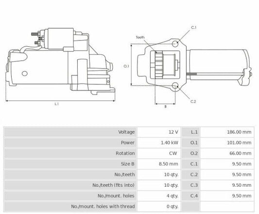 Μίζα 12V/1,4Kw 10t CW -NLP