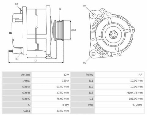 Δυναμό 12V/150A (L-DFM) -NLP