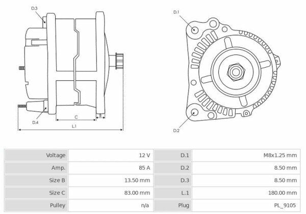 Δυναμό 12V/85A (D+ W) -NLP