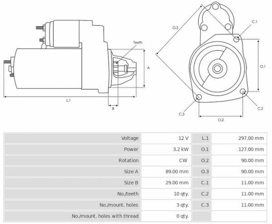 Μίζα 12V/3,2Kw 10t CW -NLR