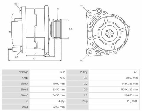 Δυναμό 12V/70A (P D) -NLP