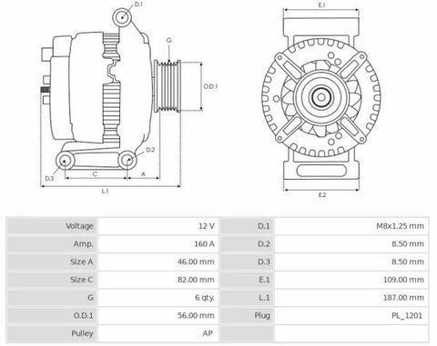 Δυναμό 12V/160A (LIN) -NLP