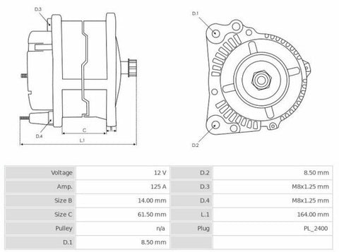 Δυναμό 12V/125A (L) -NLR