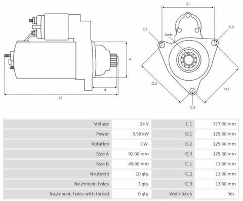 Μίζα 24V/5,5Kw 10t CW -PLA