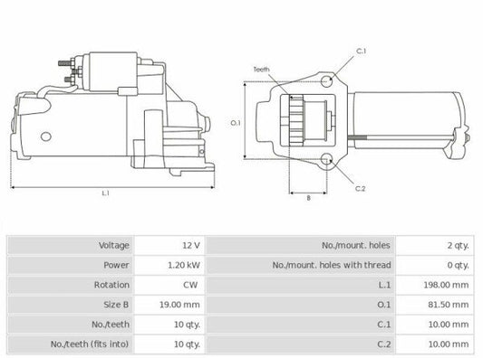 Καινούρια Μίζα Ανακατασκευής 12V/1,2Kw 10t CW -NLP18