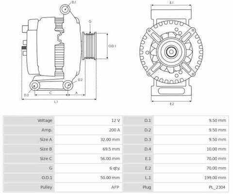 Δυναμό 12V/200A (BSS DFM) -LVH