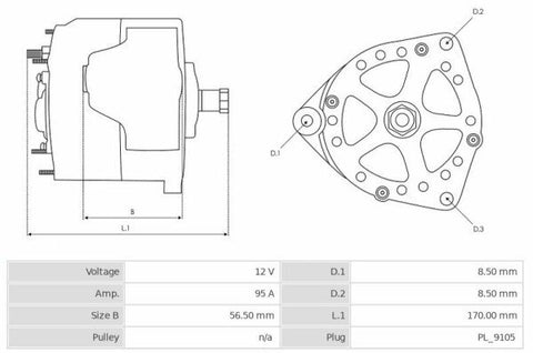 Ģenerators restaurēts 12V/95A (D+ W) -Nēriongs