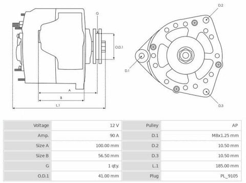 Δυναμό Καινούριο 12V/90A D+W (Bosch-CN) -NLR