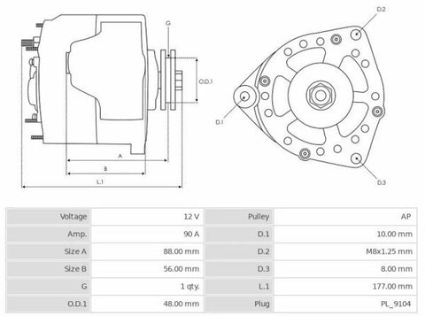 Δυναμό 12V/90A (D+) -NLP18