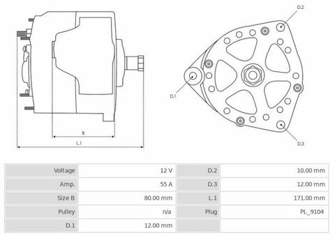 Δυναμό 12V/55A (D+) -NLP