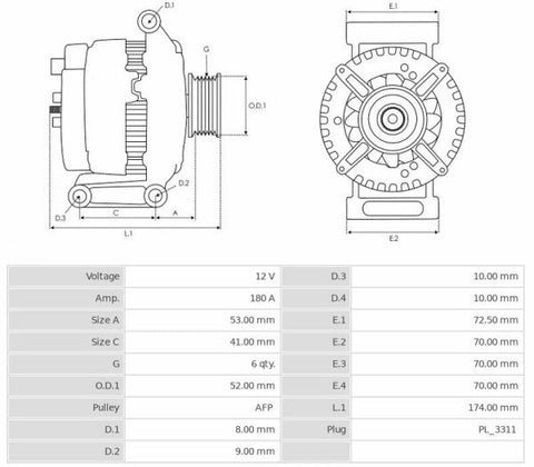 Δυναμό 12V/180A (LIN) -NLR