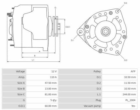 Δυναμό καινούριο Ανακατασκευής 12V/110A (L S) -Δακτύλιοι