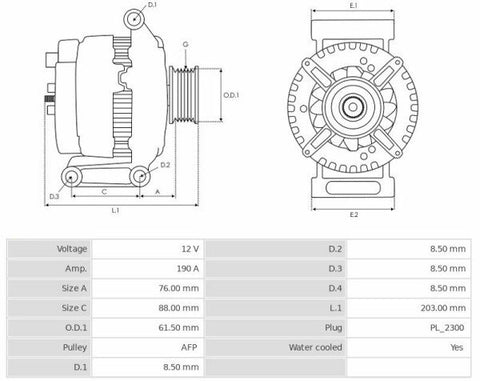 Δυναμό καινούριο Ανακατασκευής 12V/190A (L DFM) -NLP18