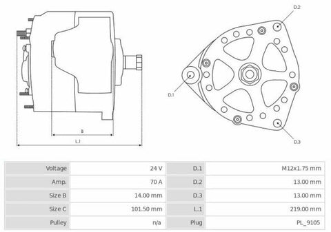 Δυναμό 24V/70A (D+W) -NLR