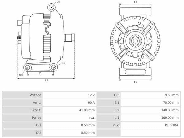 Δυναμό 12V/90A (D+) -NLP18