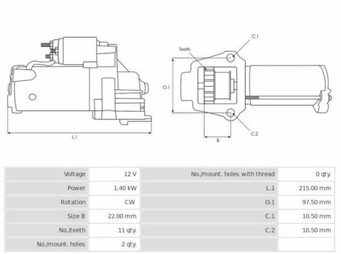 Μίζα 12V/1,4Kw 11t CW -NLR