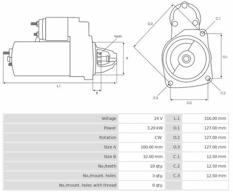 Μίζα 24V/3,2Kw 10t CW -NLR