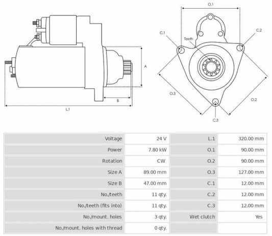 Μίζα 24V/7,8Kw 11t CW -PLA