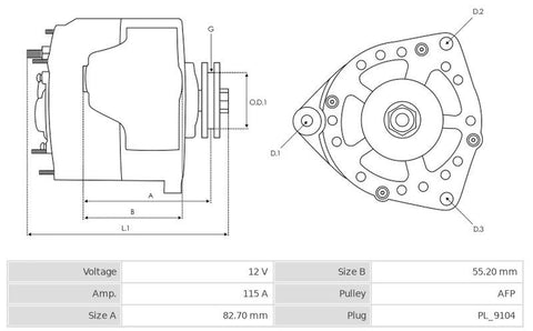 Δυναμό 12V/115A (D+) -NLP