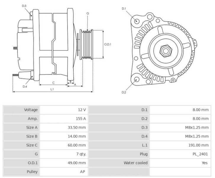 Δυναμό 12V/155A (L DFM) -NLR