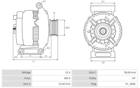 Δυναμό 12V/180A (S IG M/DFM L) -PLA