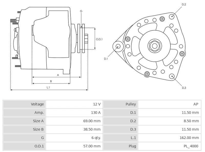 Δυναμό 12V/130A (S IG M/DFM L) -NLP18