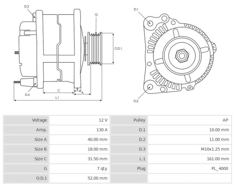 Δυναμό 12V/130A (S IG M/DFM L) -NLR