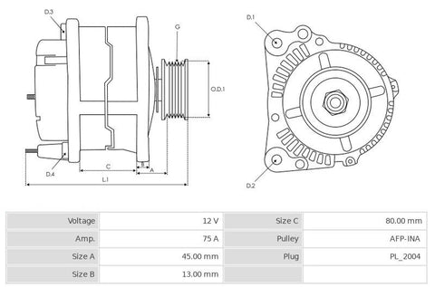 Δυναμό 12V/75A (L S) -NLP18