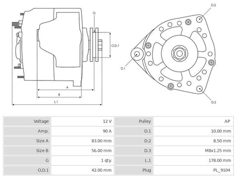 Δυναμό 12V/90A (D+) -NLR