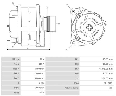 Δυναμό 12V/110A (L S) -NLR