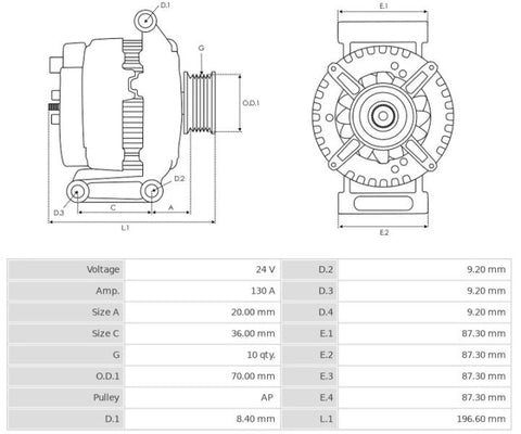 Δυναμό 24V/130A (W L 15 S DFM) -NLP