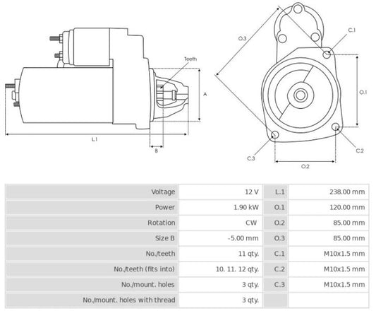 Μίζα 12V/1,9Kw 11t CW -NLP18