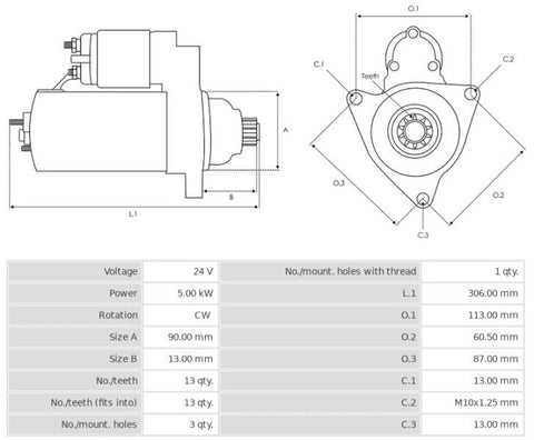 Μίζα 24V/5.0Kw 13t CW -NLR