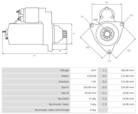 Μίζα 24V/5,5Kw 11t CW -PLA