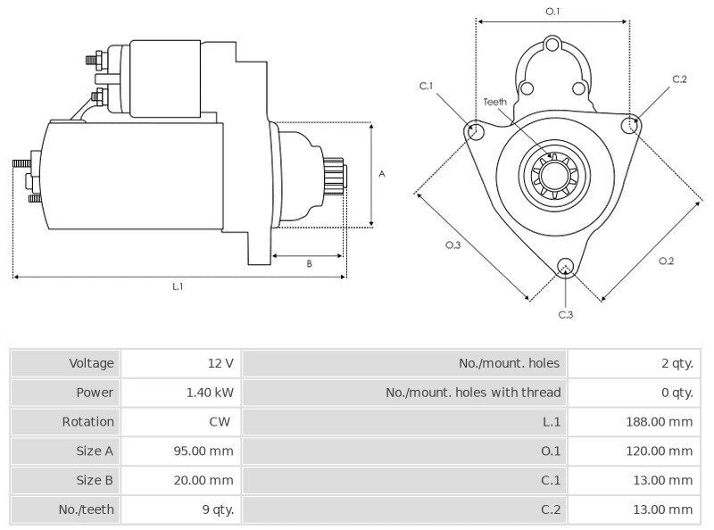 Μίζα 12V/1,4Kw 9t CW -NLP