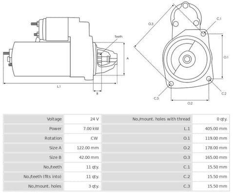 Μίζα 24V/7.0Kw 11t CW -PLA