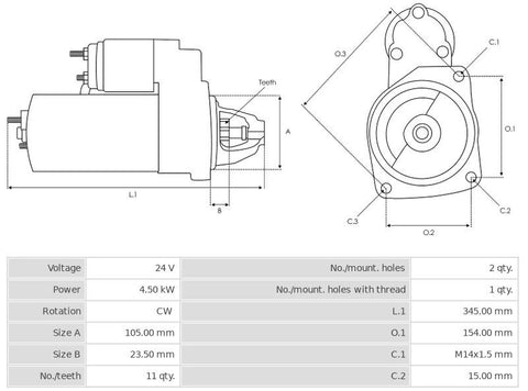 Μίζα 24V/4,5Kw 11t CW -PLA