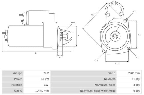 Μίζα 24V/6.0Kw 11t CW -PLA