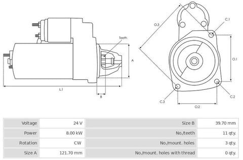 Μίζα 24V/8.0Kw 11t CW -PLA