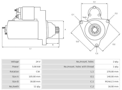 Μίζα 24V/5.0Kw 11t CW -PLA