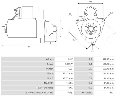 Μίζα 24V/7,8Kw 10t CW -PLA