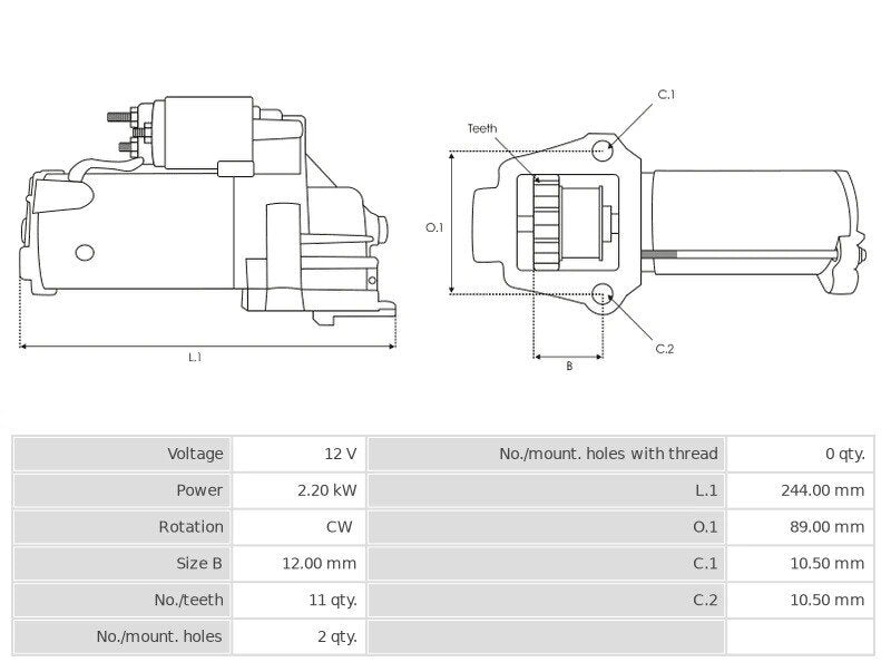 Μίζα 12V/2,2Kw 11t CW -NLP