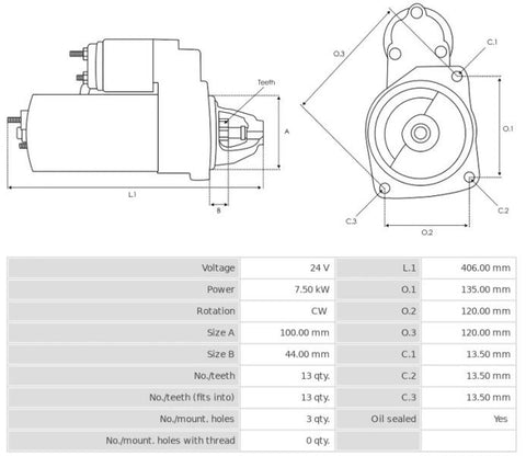 Μίζα 24V/7,5Kw 13t CW -NLR