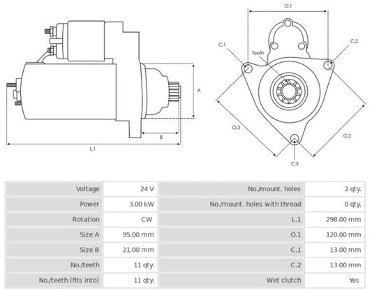 Μίζα 24V/3.0Kw 11t CW -NLP