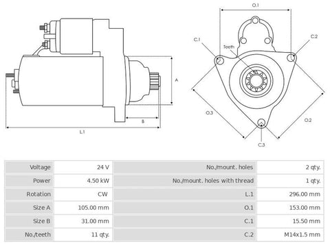 Μίζα 24V/4,5Kw 11t CW -PLA