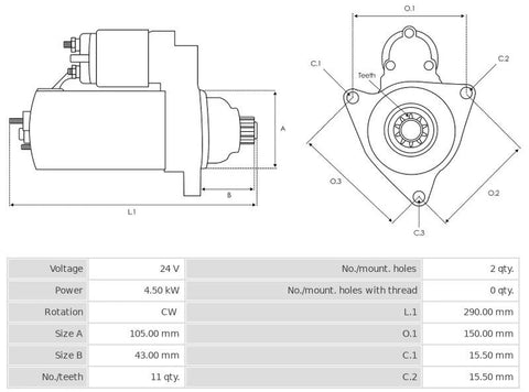 Μίζα 24V/4,5Kw 11t CW -PLA