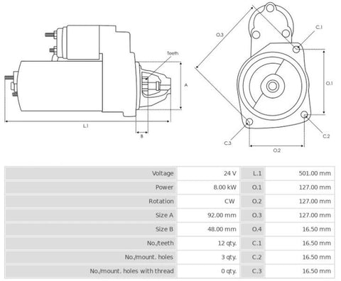 Μίζα 24V/8.0Kw 12t CW -PLA